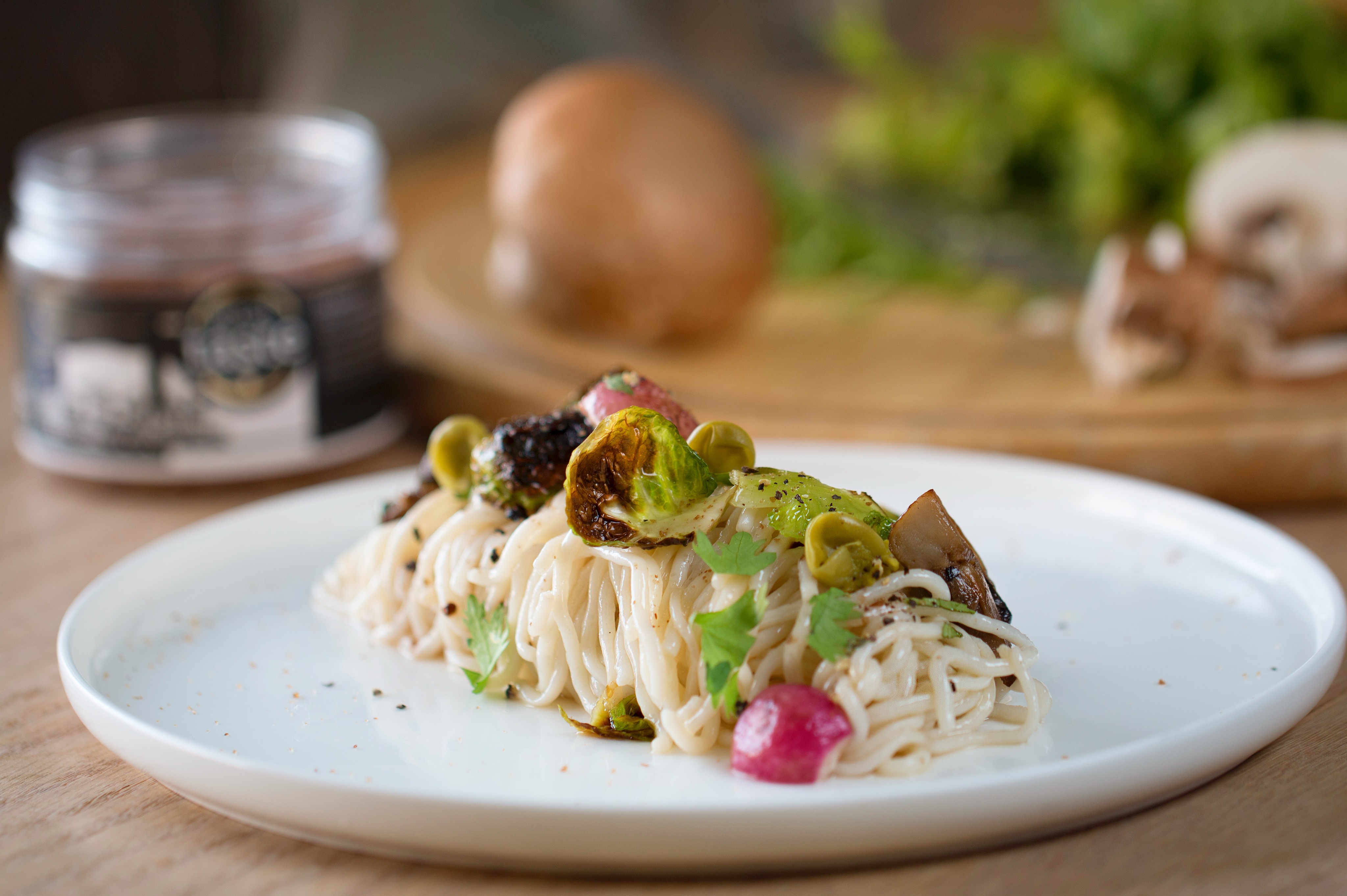 tofu spaghetti with smoked salt salt odyssey Cook healthy Saltodyssey